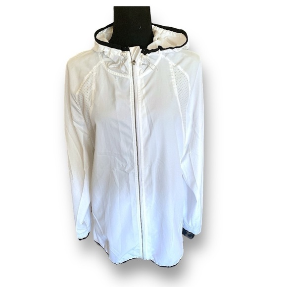 Champion Lightweight Polyester Jacket White/Black Trim Womens Size Medium ECU - Picture 5 of 12